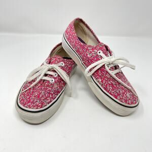Vans Liberty Art Fabric Sneaker Shoes Womens Sz 5.5 Pink Leaves Low Top Lace Up